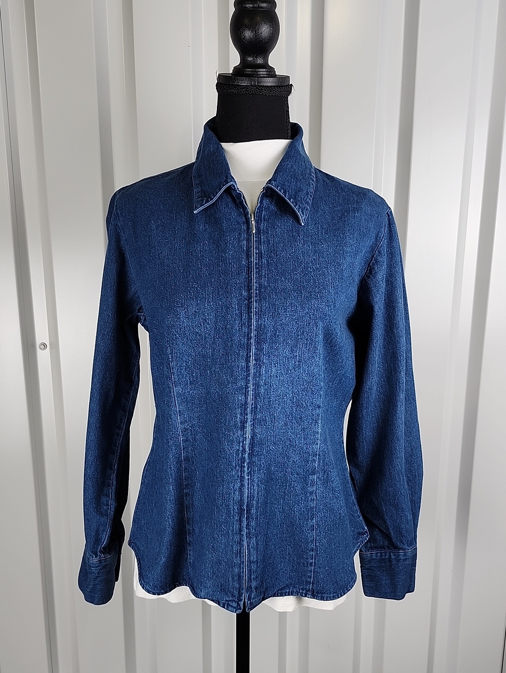 Telluride Clothing Co Vintage Blue Zip-Front Shirt Jacket Sz 8 Denim Cotton EUC